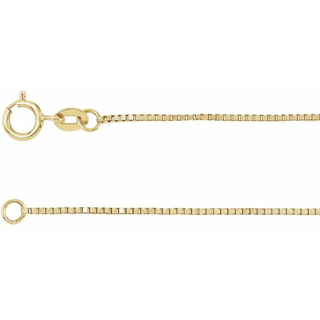 14K Yellow or White Gold Box Chain, 18" long