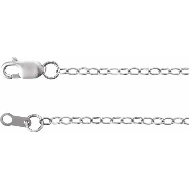 14K White 1.8 mm Flat Cable Chain