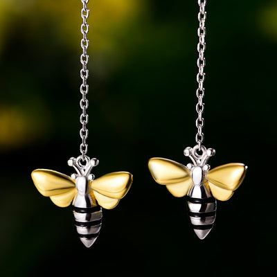 Honey Bee Dangle Earrings in S925