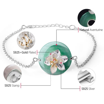 Lotus Whispers Bracelet with Aventurine in S925