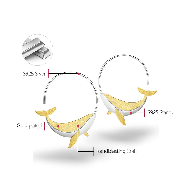 Whale Hoop Earrings in S925