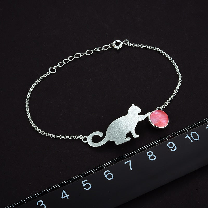 Playing Cat Bracelet in S925