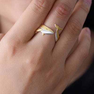 Whale Adjustable Ring in S925