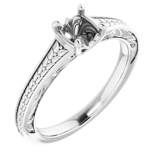 Julie: 5.5mm Round Solitaire Ring in 14K WG X1